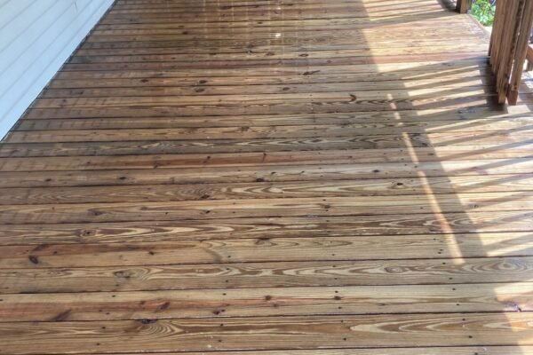 Wood deck after pressure washing service
